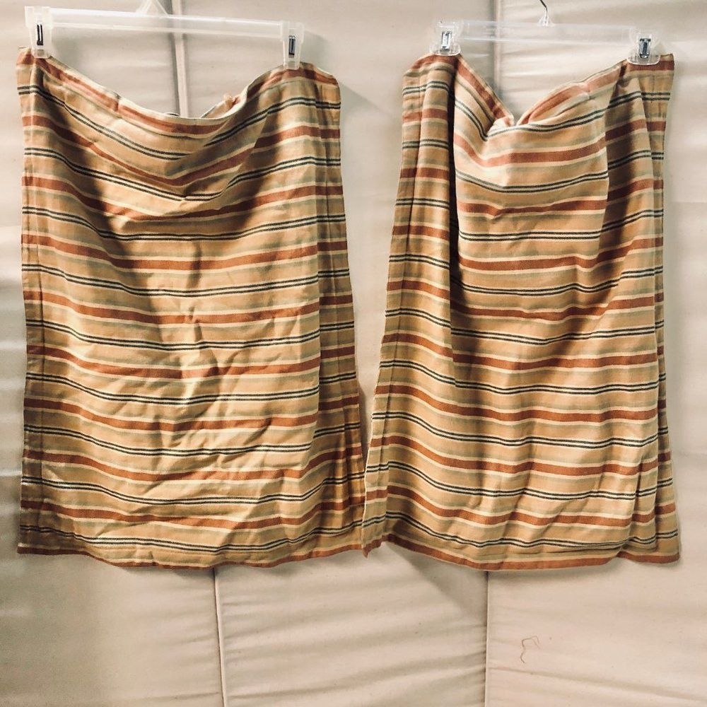 Ralph Lauren Set of Two (2) Striped  Button Pillow Shams - Standard Size